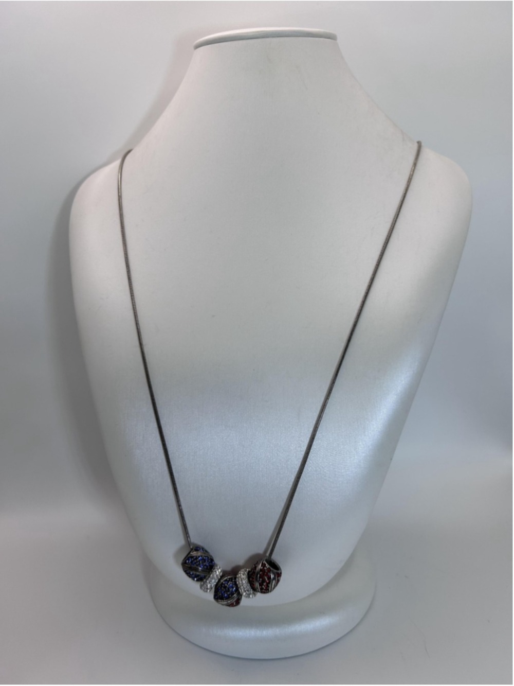 Brighton Necklace Silver Tone Multicolor Rhinestone Statement Lobster 32 In